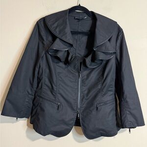 Lafayette 148 Hillary jacket black ruffled zip up jacket in size 12